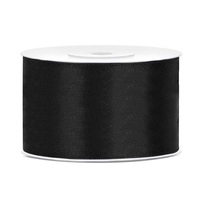 Svart satengband - 38 mm x 25 m