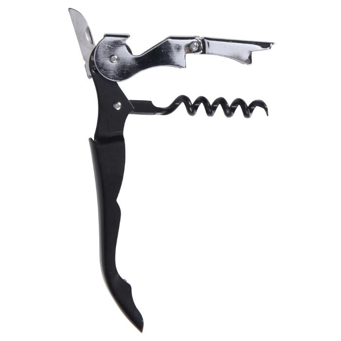 Korketrekker svart 3 funksjoner - 12 cm