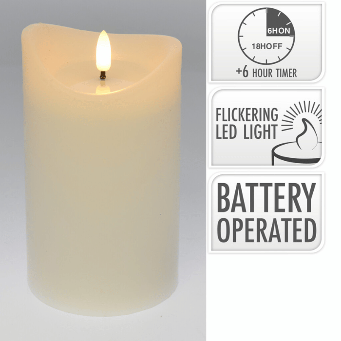 LED bloklys hvit - 9x9x15 cm