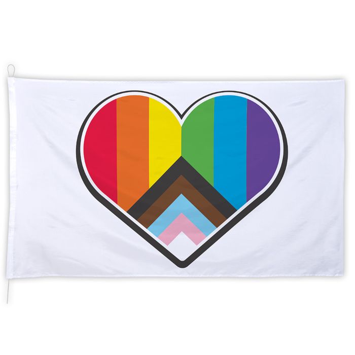 Progress pride flagg med hjarte - 200x300 cm