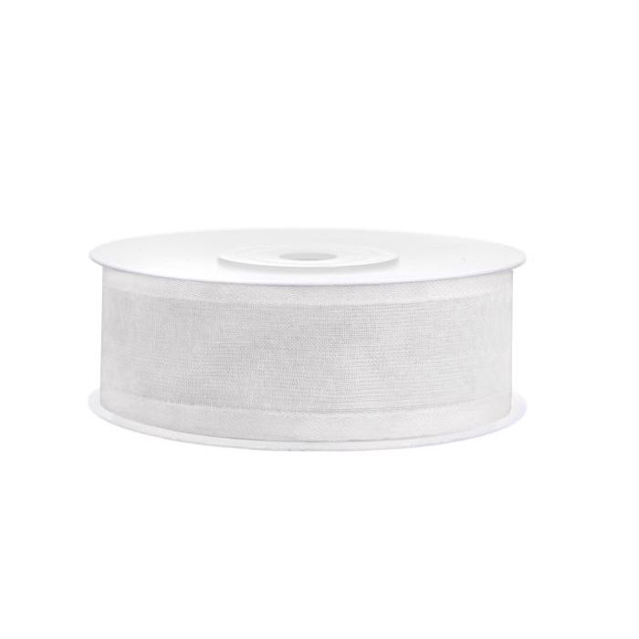 Kvitt chiffonbånd - 25 mm x 25 m