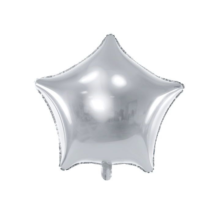 Metallisk sølv stjerne folieballong - 48 cm