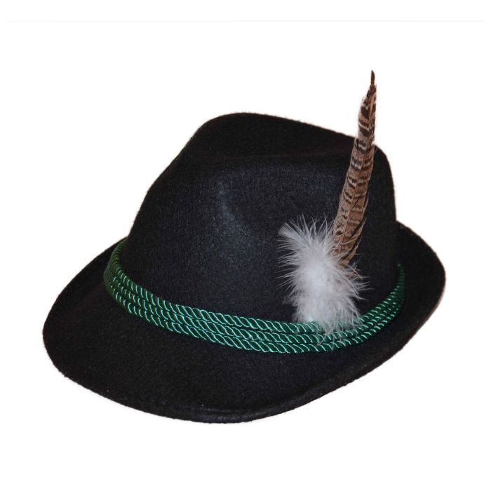 Tyrolerhatt til oktoberfest Bayern svart unisex one-size