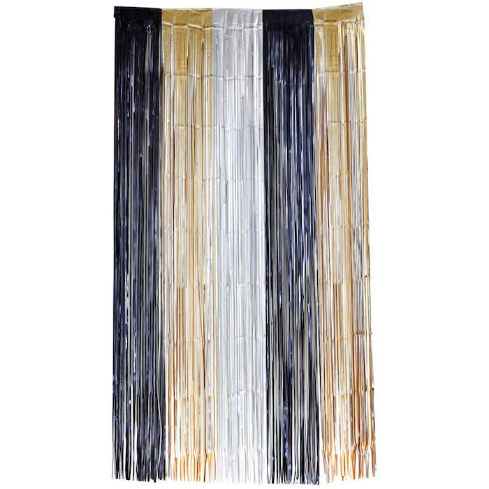 Glimmerforheng i svart, sølv og gull - 100 x 200 cm