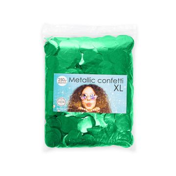 Rundt metallisk grønn konfetti - 250 gram