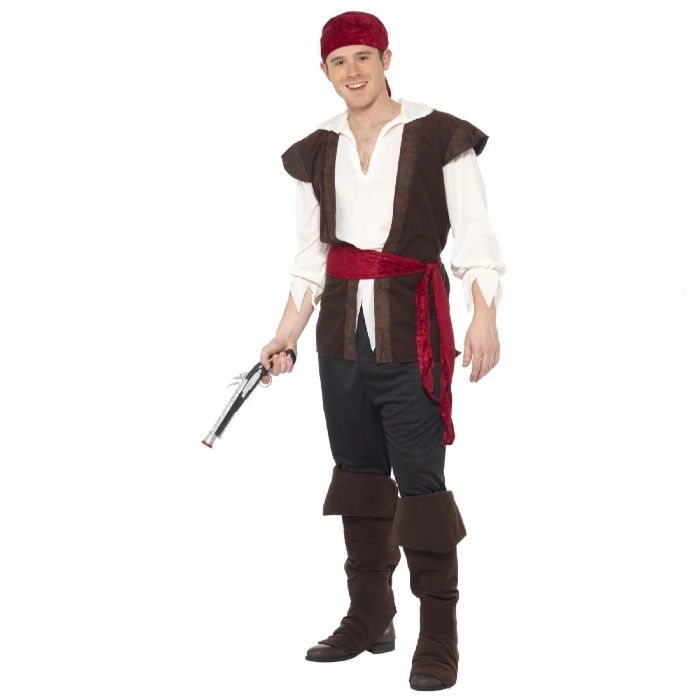 Piratkostyme i brun og kvit 