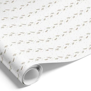 Gavepapir i kvitt med gullmotiv - 1000x70 cm
