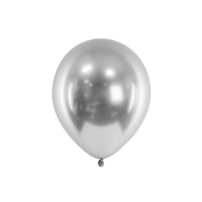Sølv Krom Ballongar 10x - 30 cm