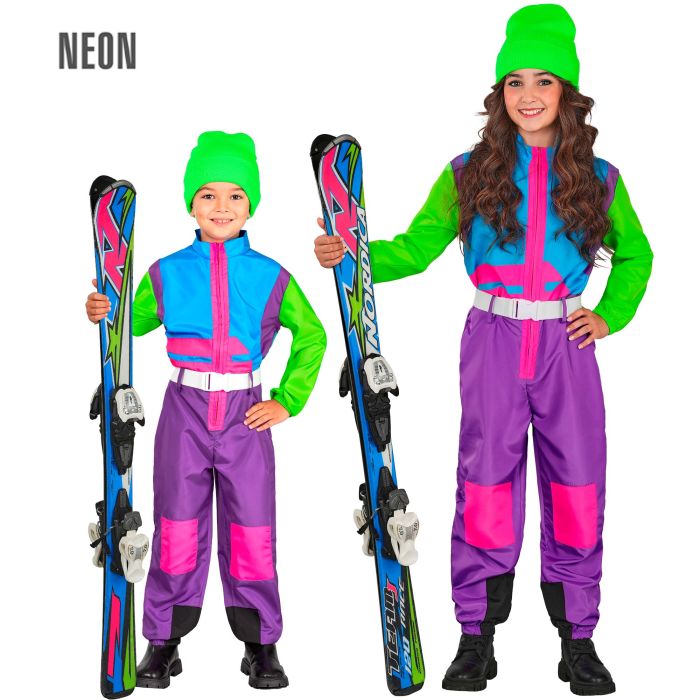 Flerfarget neon skidrakt til barn