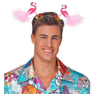 Lyserosa hårbøyle med flamingoar - onesize