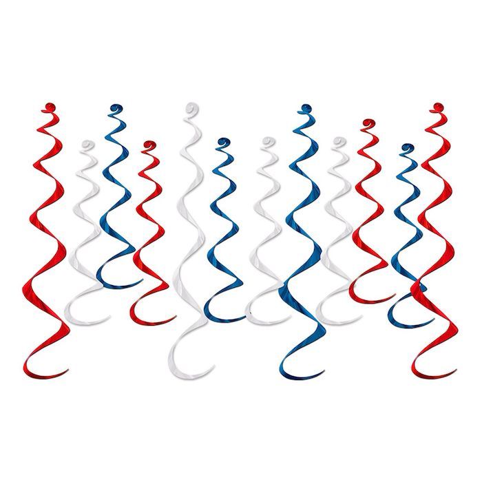 Raude, Blå og Kvite Swirls 12x 