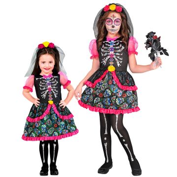 Dia de los Muertos kostyme for jenter