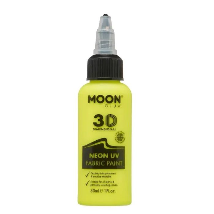 Neon UV Tekstilfarge Gul 30 ml Moon Creations