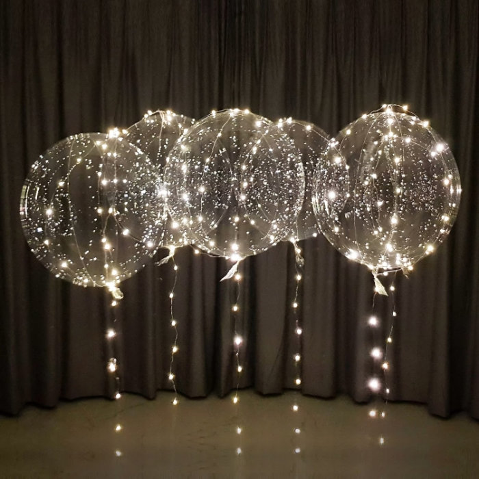 LED-ballong 5x kvit ljussnor 75 cm - 5 m