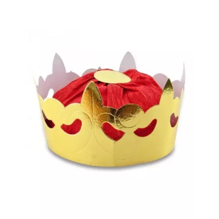 Fastelavns kongekrone gull med plys 19 cm