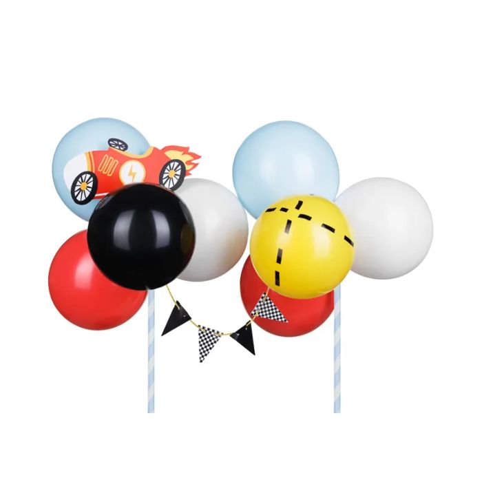 Ballong kakedekorasjonsstenger med bilar mix 8x - 29 cm