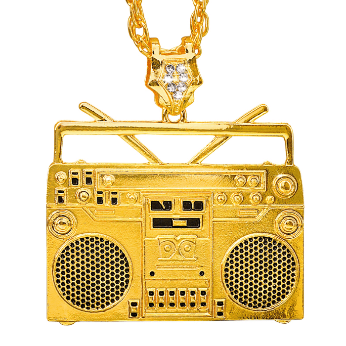 Ghettoblaster gull halskjede - 75 cm