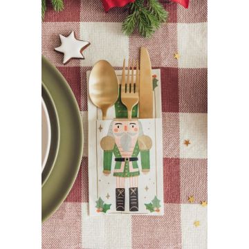 Nøttknakkar bestikklomme serviett 6x - 20x10 cm
