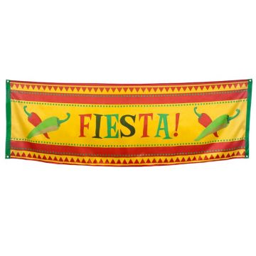 Meksikansk fiesta banner med chili - 220x74 cm