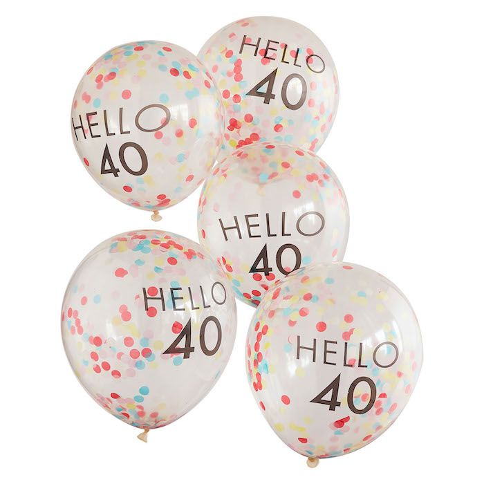 Hello 40 multifarga konfetti bursdagsballongar 5x