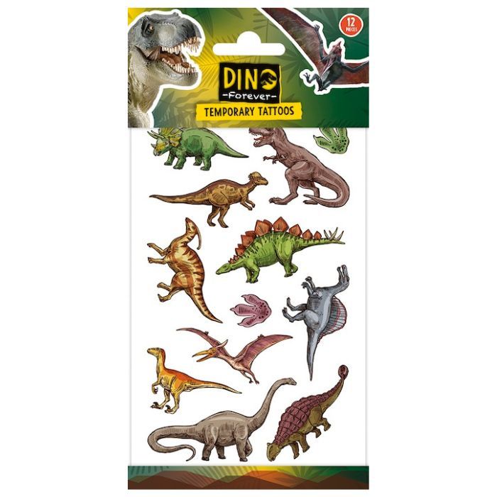 Midlertidige og kunstige dinosaur-tatoveringar 12x