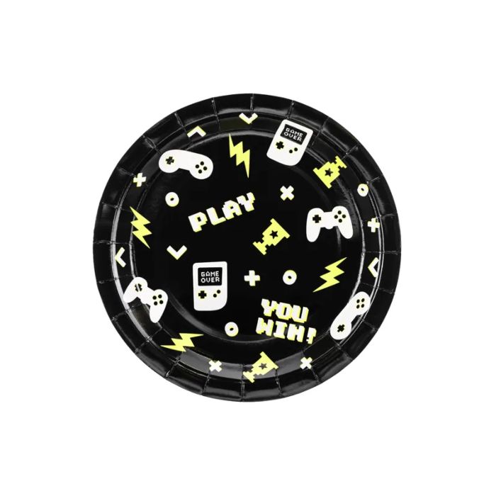 Paptallerkener med gamepad motiv 6x - 23x23 cm
