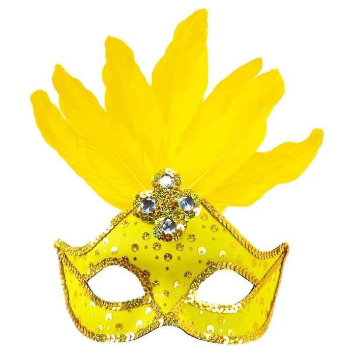 Gul Brasiliansk Maske med fjør