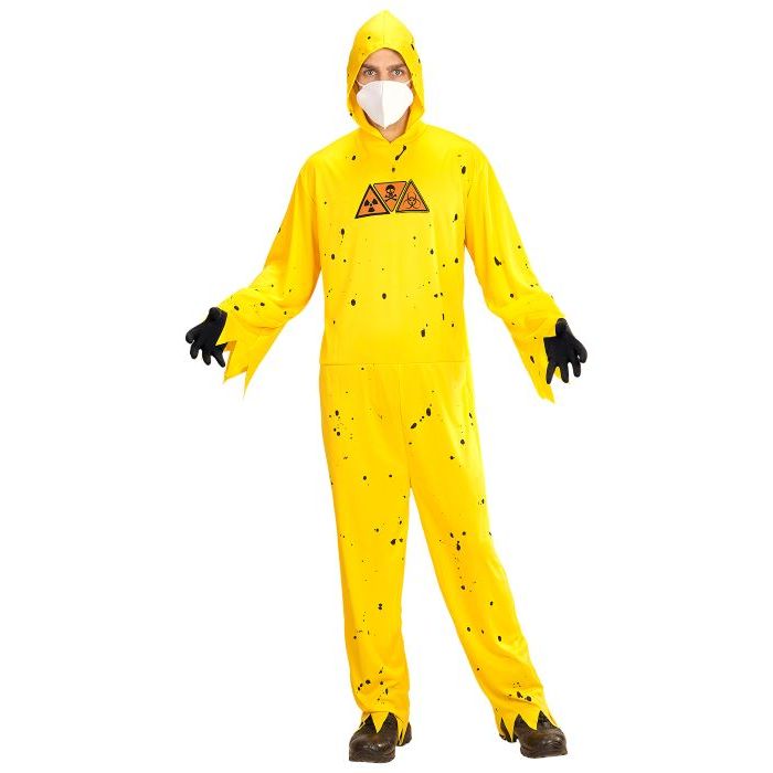Gul biohazard halloween kostyme - 3 deler