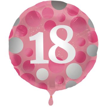 18 års folieballong i rosa 45 cm