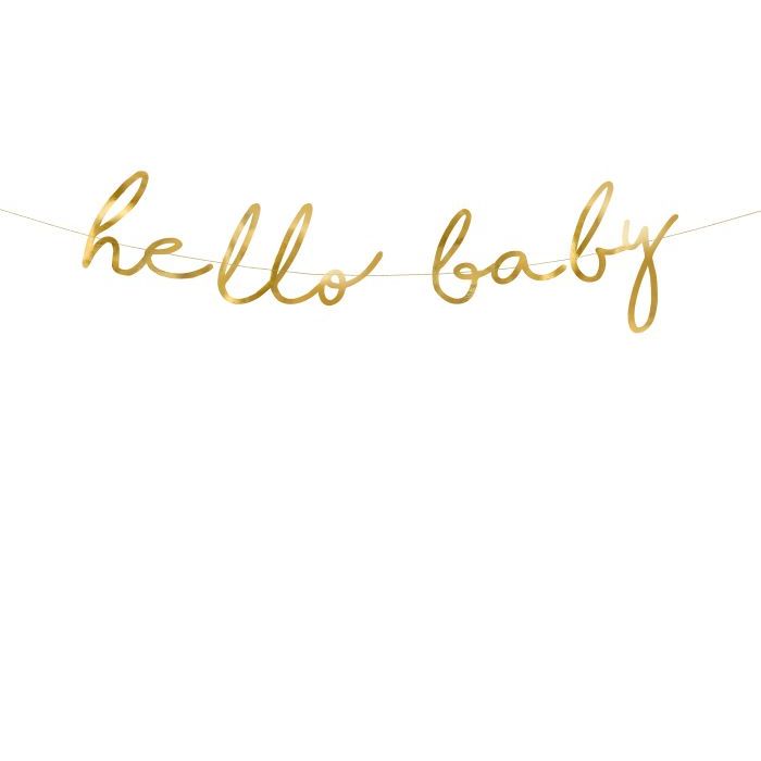 Hello Baby girlander med gullskrift - 70x18 cm