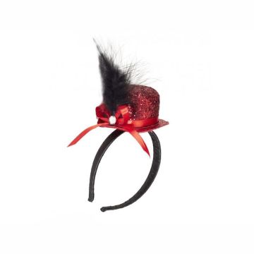 Mini Glitter Rund Topp Hatt - Raud