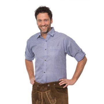 Oktoberfest tyroler skjorte blå til menn