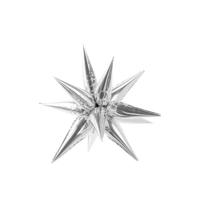 Sølvfarga 3D stjerne folieballong - 70 cm