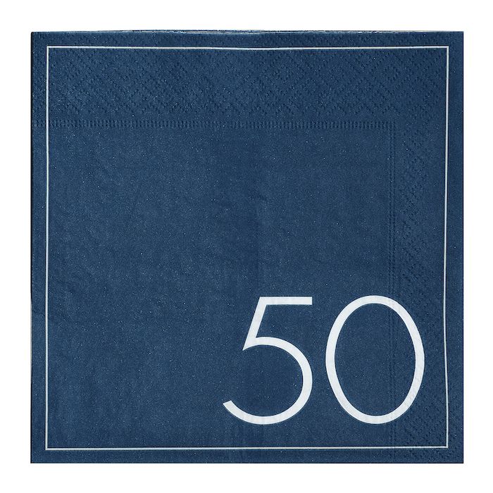 50-års bursdags serviettar i Blå 16x