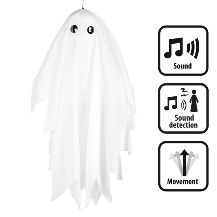 Rystande halloween-spøkelse med lyd til oppheng - 48 cm