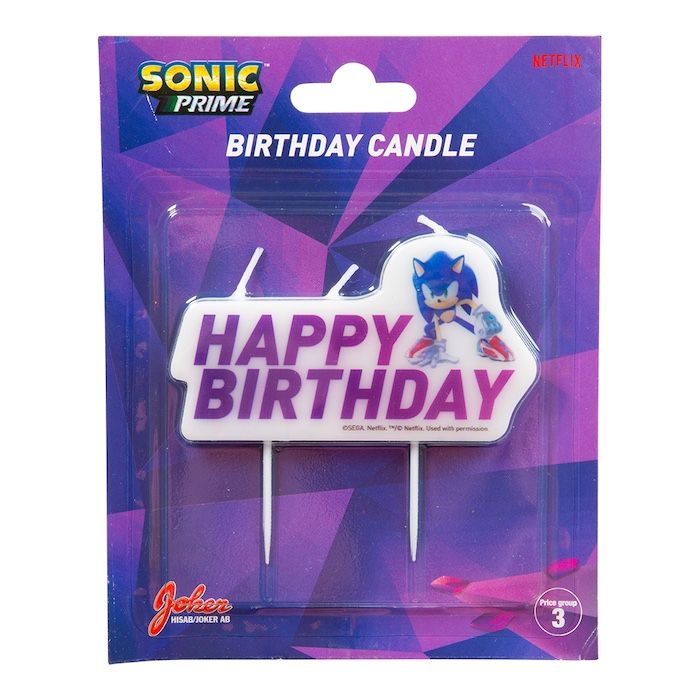 Sonic fødselsdagskagelys på pinnar 6x10 cm 