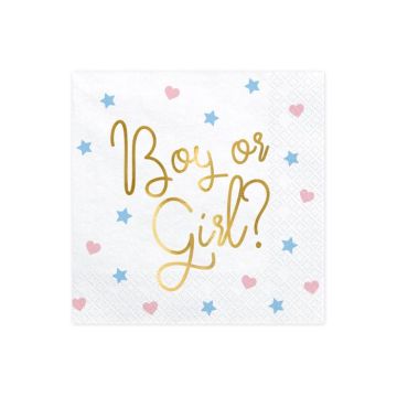 Kvite serviettar med gull skrift og motiv 20x - 33x33 cm