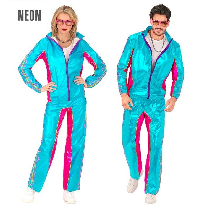 Blå retro disco treningsoverall - 2 deler