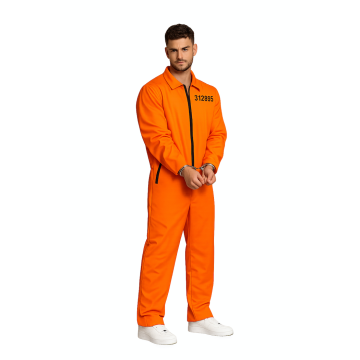 Fengselsdrakt kostyme oransje deluxe inkl. håndjern