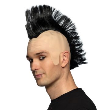 Punkparykk m. Mohawk i svart