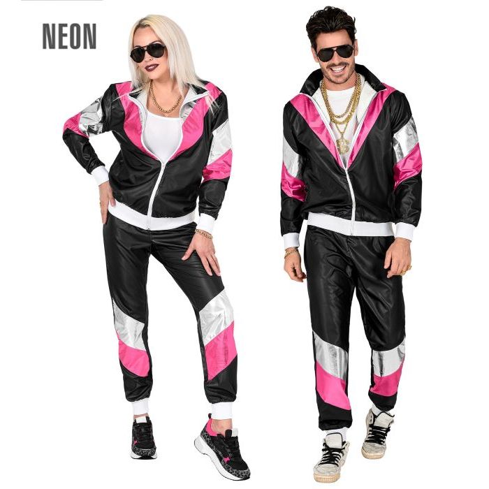 Sort Læderlook Retro Treningsoverall - 2 delar