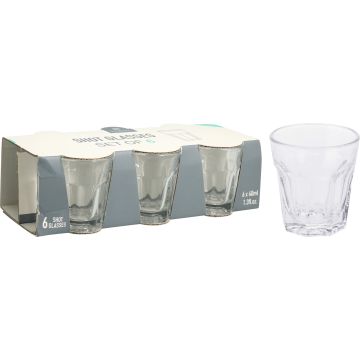Shotglass i klart glass, sett av 6, 40 ml