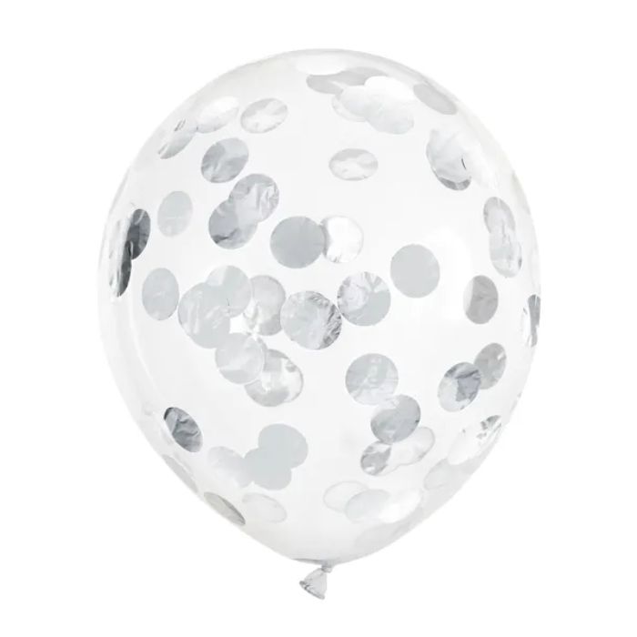 Ballongar med rund sølvkonfetti 6x - 30 cm