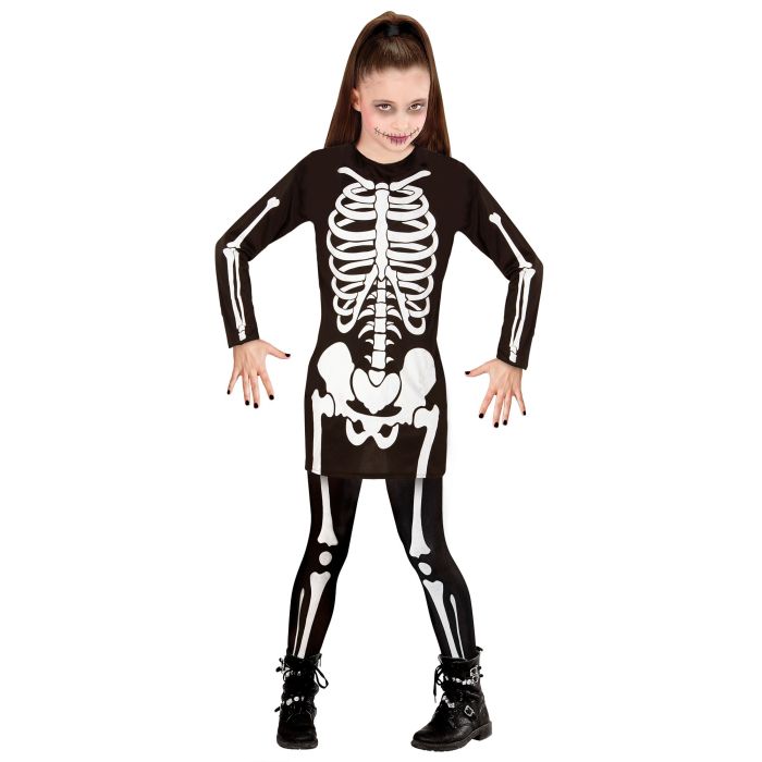 Skeletkostyme til jenter, svart