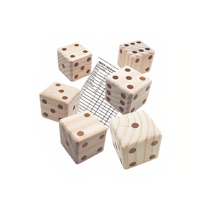 Stort yatzy-spel til hagen inkl 6 terningar 7x7x7 cm og blokk