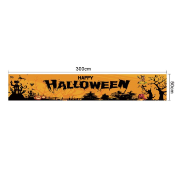 Orange og svart banner med Happy Halloween skrifta - 300x50 cm