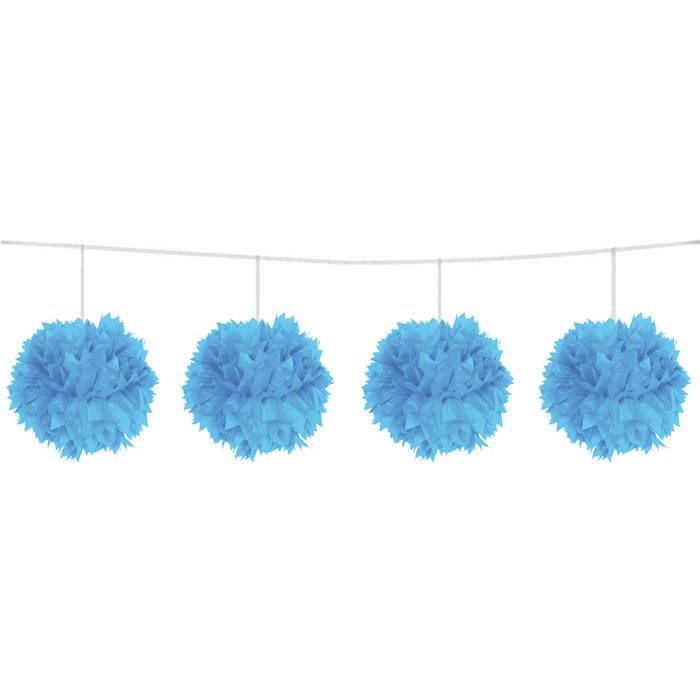 Pompom girlander lys blå - 3 m