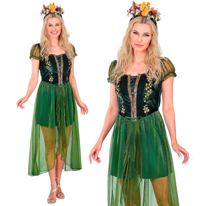 Skogdronning kostyme med blomsterkrans