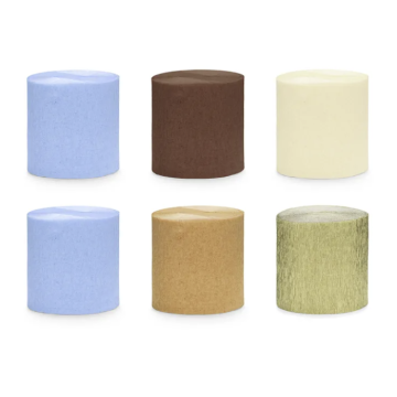 Crepe Streamer brun/blå miks 6x - 10 meter