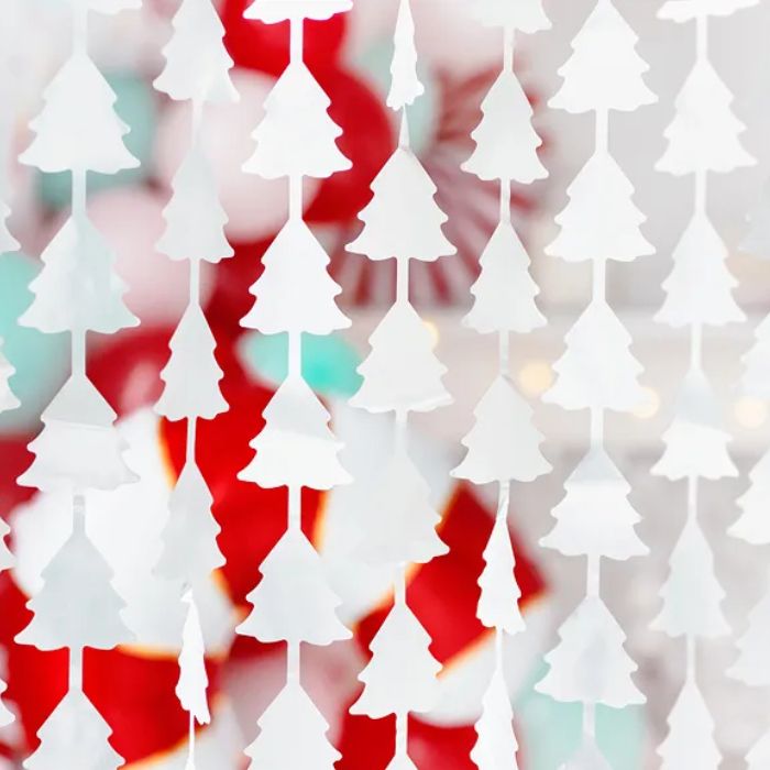 Sølv juletre backdrop 100x245 cm